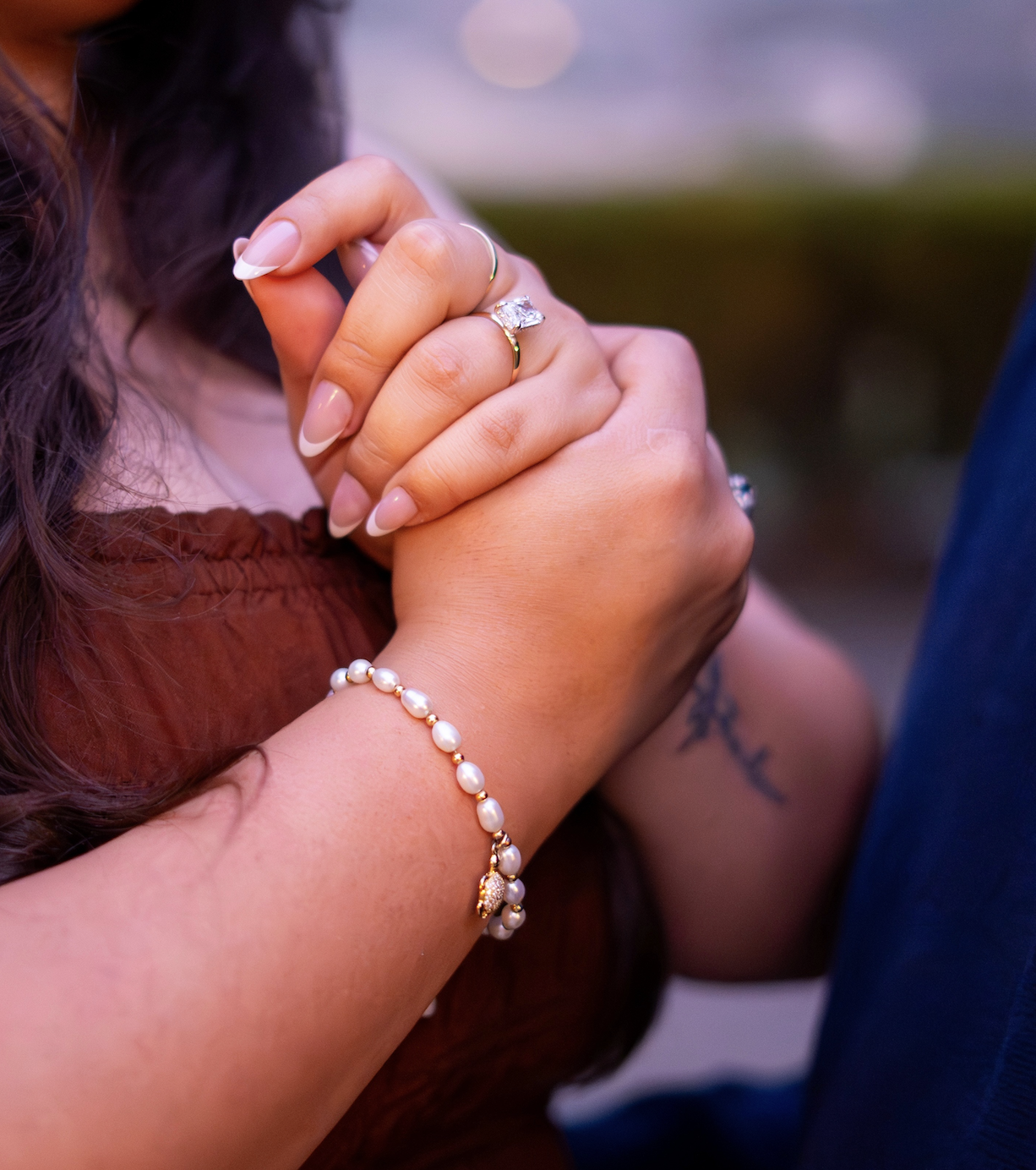 Close up of Ashley's engagement ring